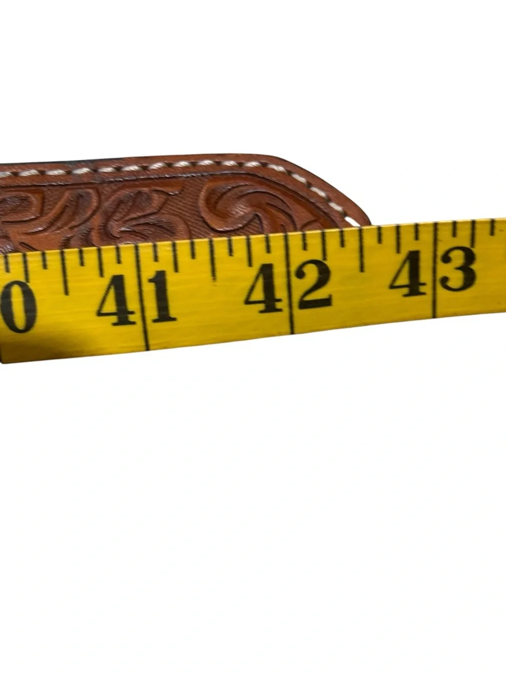 3D Men’s 38 Tooled Brown Leather Belt Only Hand Tooled Ends